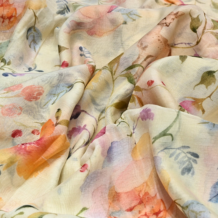 Mul Chanderi Digital Print Fabric - Soft Lightweight Designer Fabric GT0185-1M