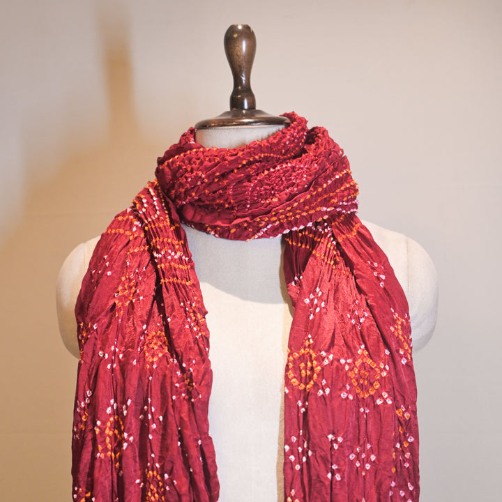 Maroon Bandhani Dupatta