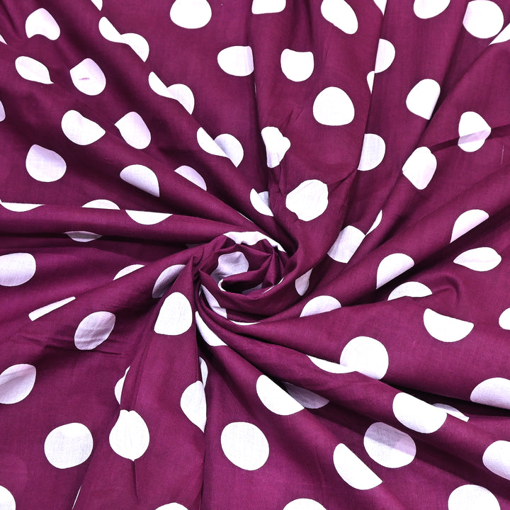Premium Cotton Polka Dot Printed Fabric - Soft Breathable Designer Cotton Fabric - 000350-1f