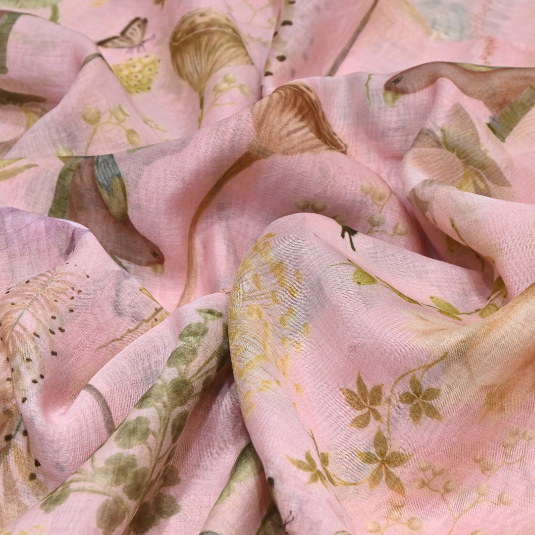 Mul Chanderi Digital Print Fabric - Soft Lightweight Designer Fabric GT0185-1e