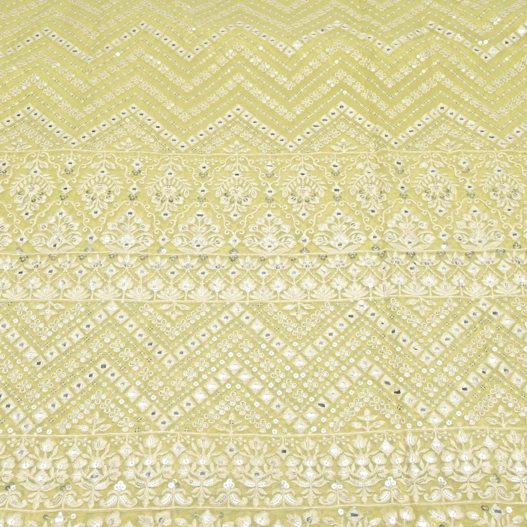 Viscose Georgette Mirror and Sequins Embroidery Fabrics