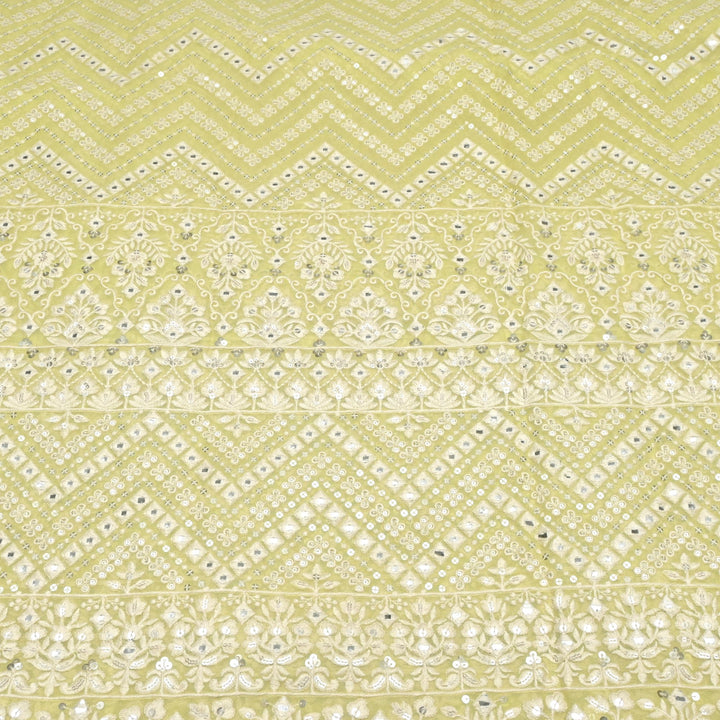 Viscose Georgette Mirror and Sequins Embroidery Fabrics