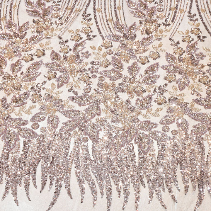 Premium Imported Heavy Beaded Floral Embroidery Net Fabric- 8820734-01