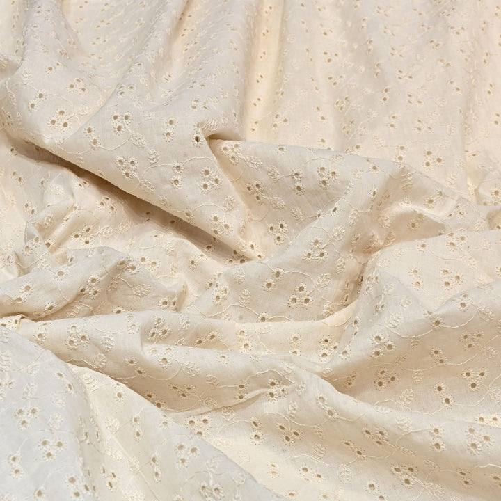 Kora Cotton Cutwork Chikankari Embroidery Fabric DF0130-1