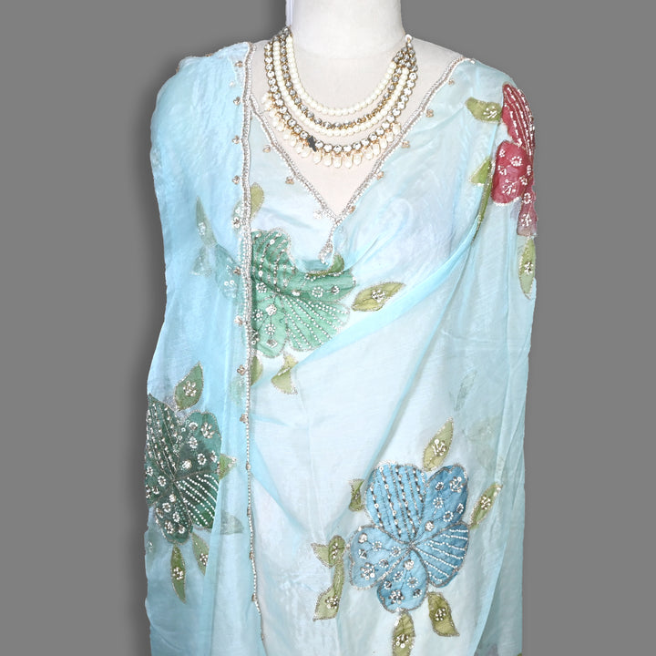 Organza Moti & Sequence Embroidery Dupatta – Elegant Ethnic Dupatta for Women- DI0780-3