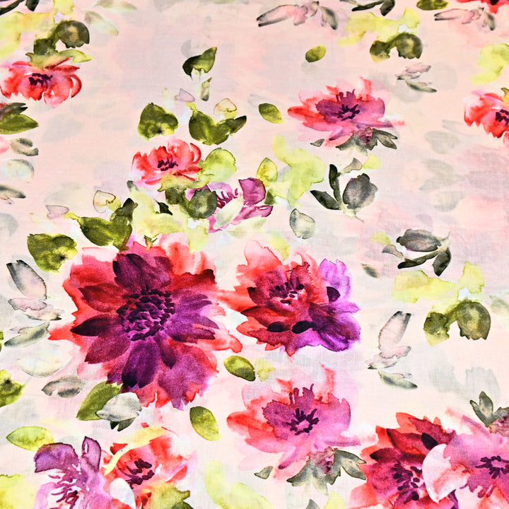 Designer Floral Cotton Digital Print Fabric-Soft Breathable Designer Cotton Fabric SNT165-10