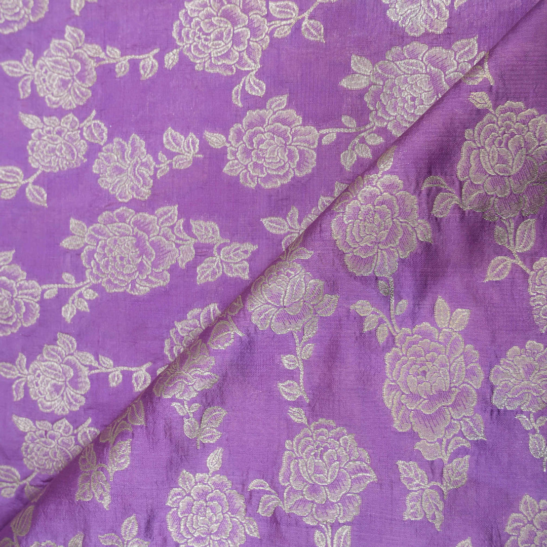 lilac Pure mango Zari Silk Brocade fabric. | 165-192PL