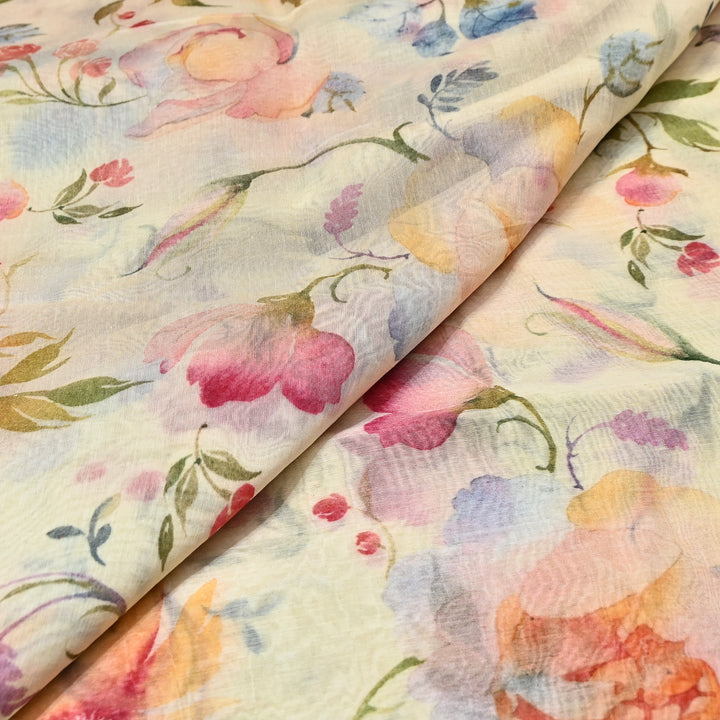 Mul Chanderi Digital Print Fabric - Soft Lightweight Designer Fabric GT0185-1M