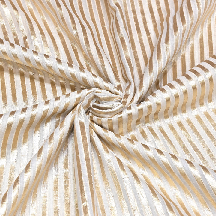 Banarasi Chanderi Gold Mat Zari Fabric – Premium Designer Ethnic Wear Fabric 000313-14