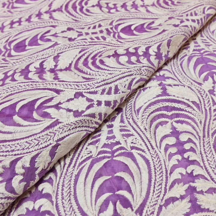 Purple Chanderi Fabric with allover Thread Embroidery