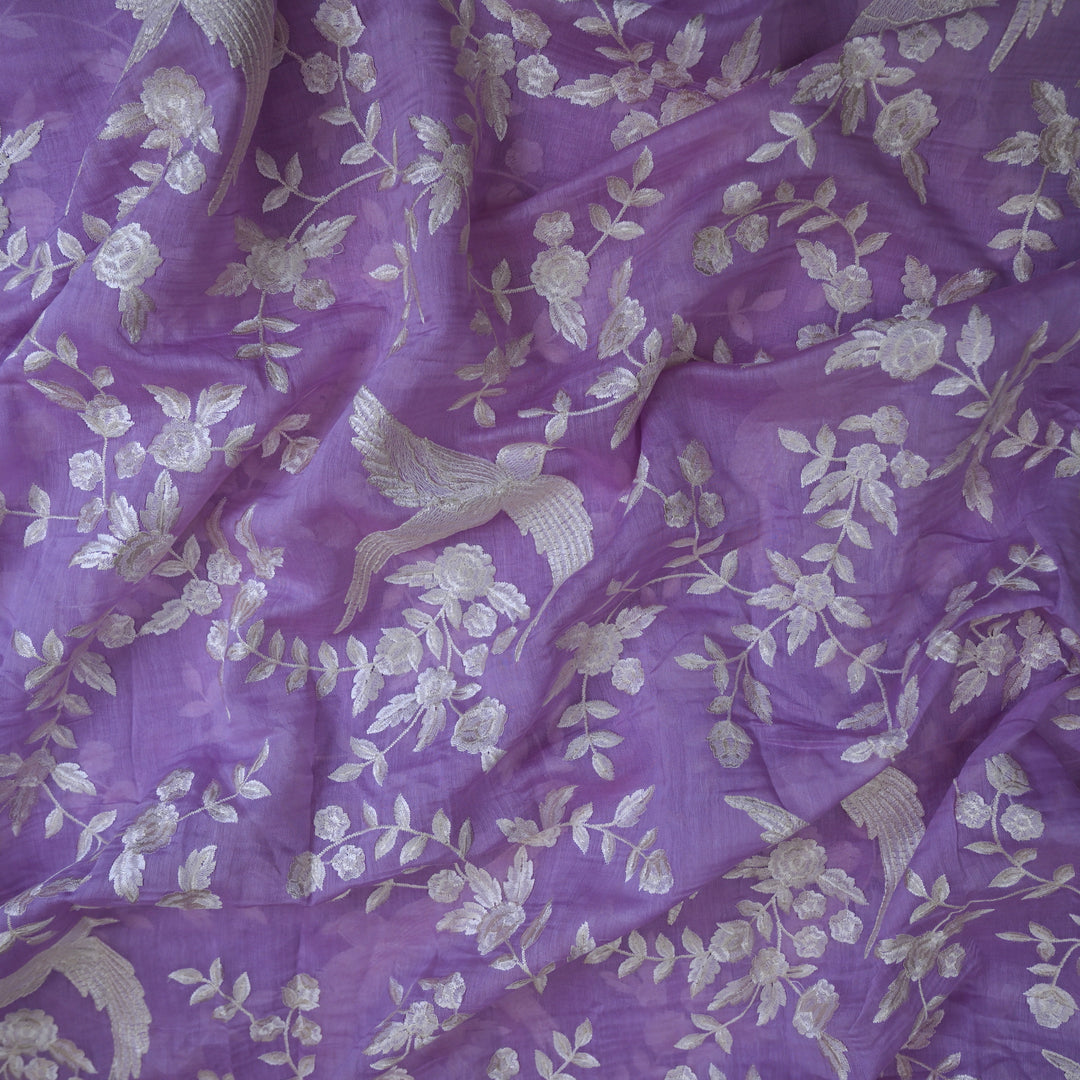 Lavender Purple with White Cotton Chanderi Thread Embroidery |  | CN-1036