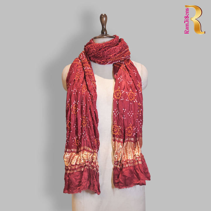 Maroon Bandhani Dupatta