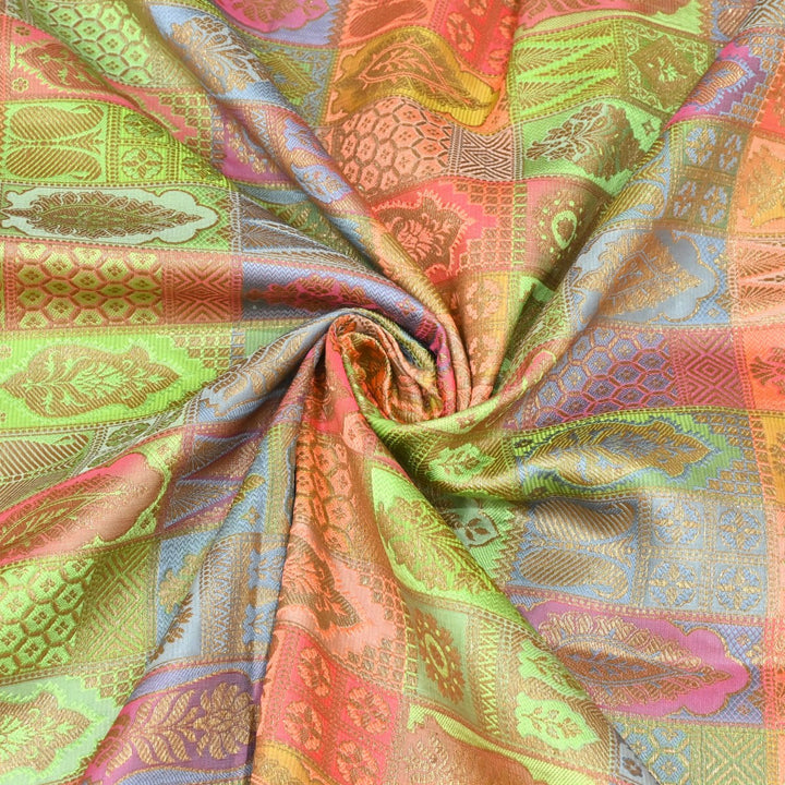 Multi Colour Rangoli Brocade Fabrics