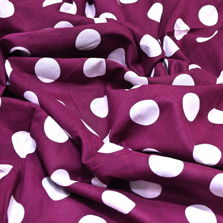 Premium Cotton Polka Dot Printed Fabric - Soft Breathable Designer Cotton Fabric - 000350-1f
