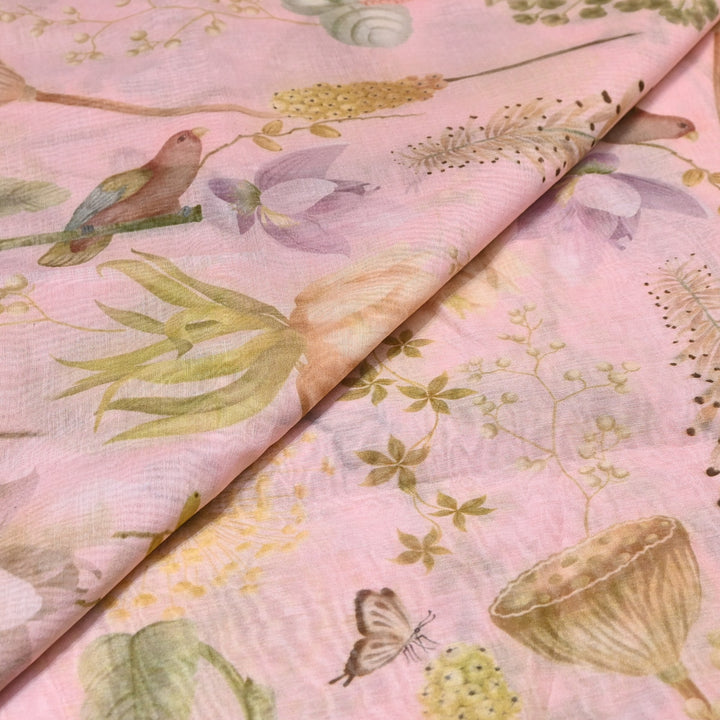 Mul Chanderi Digital Print Fabric - Soft Lightweight Designer Fabric GT0185-1e