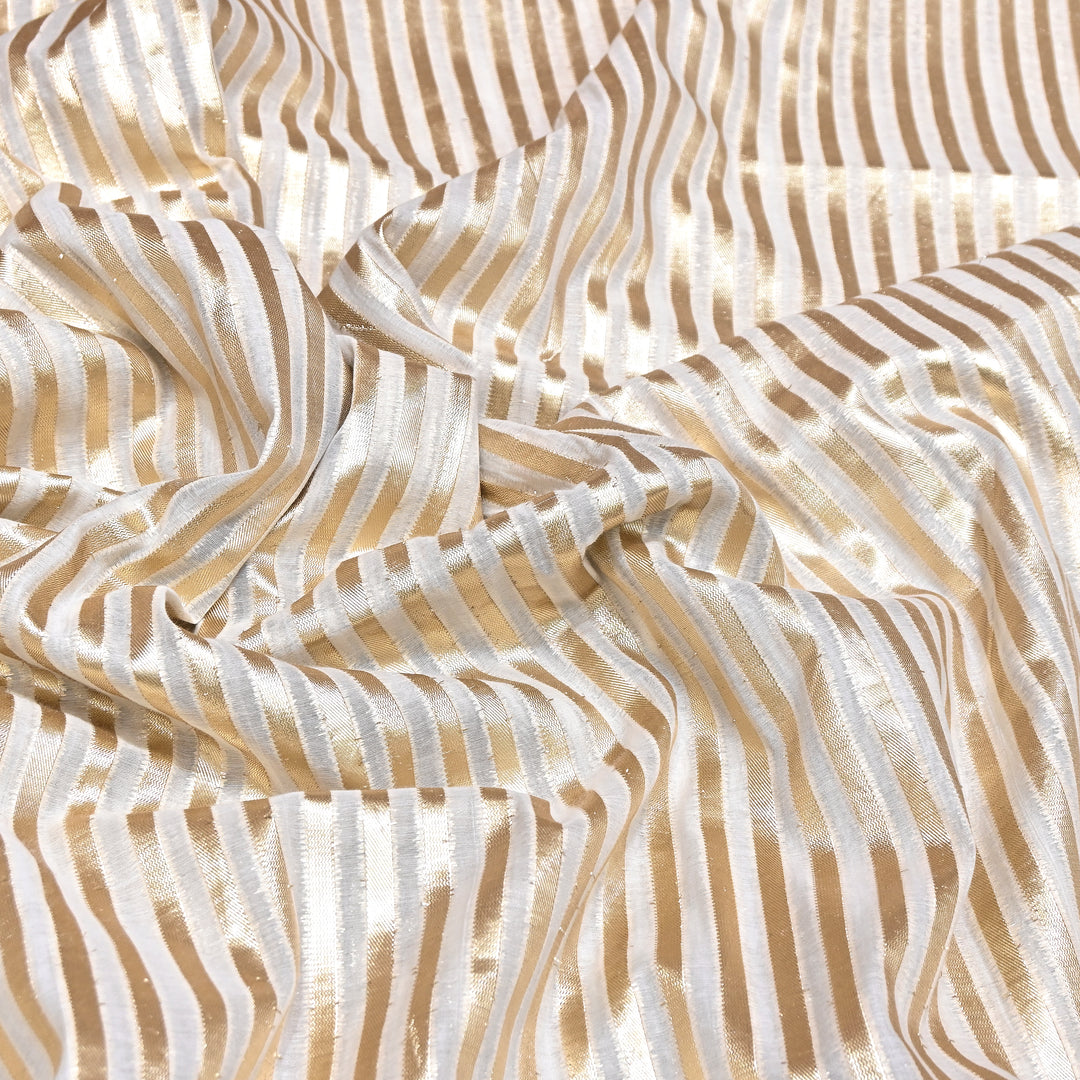 Banarasi Chanderi Gold Mat Zari Fabric – Premium Designer Ethnic Wear Fabric 000313-14