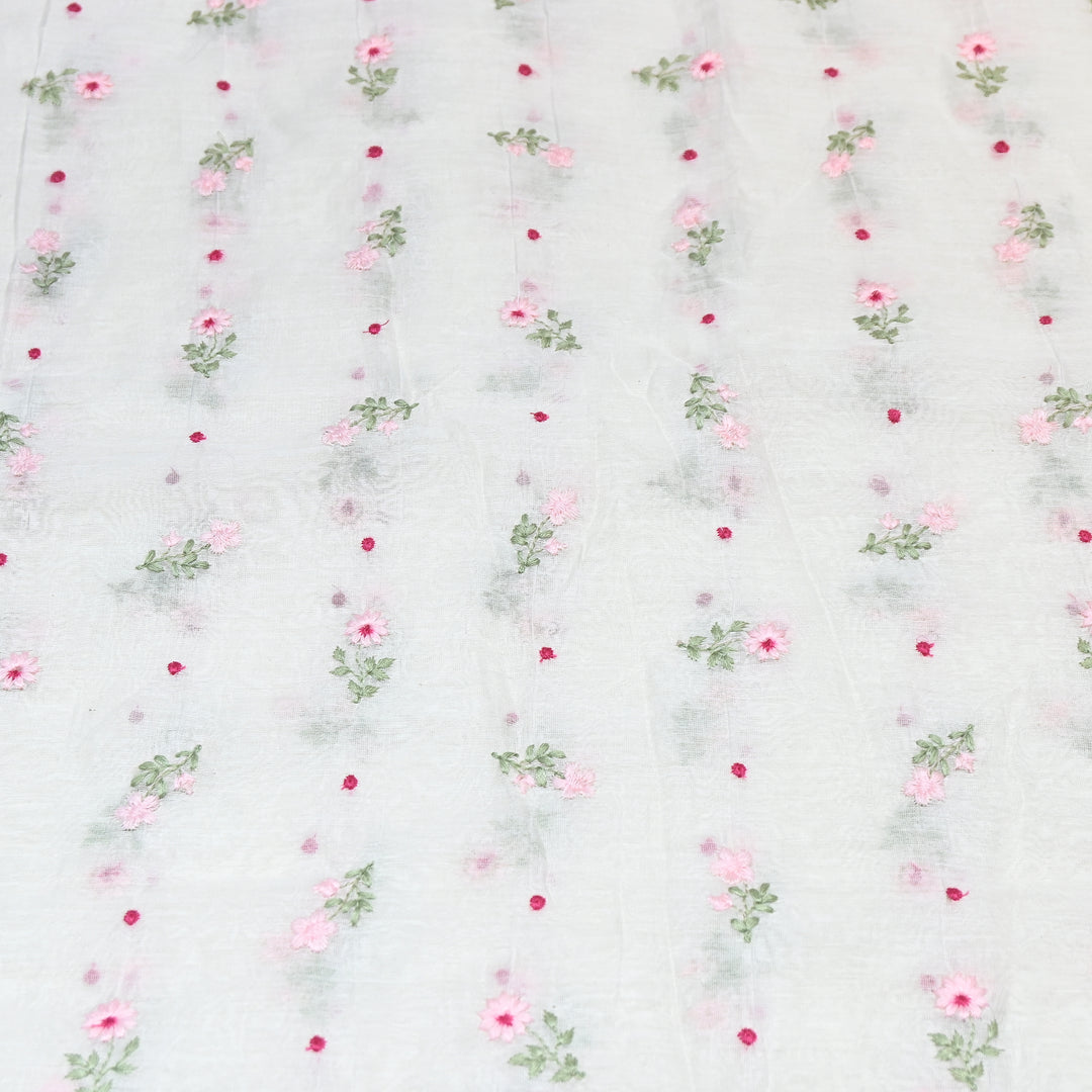 Dyeable Mul Chanderi Thread Embroidery Fabric – Soft Summer Designer Fabric-MF8209-3
