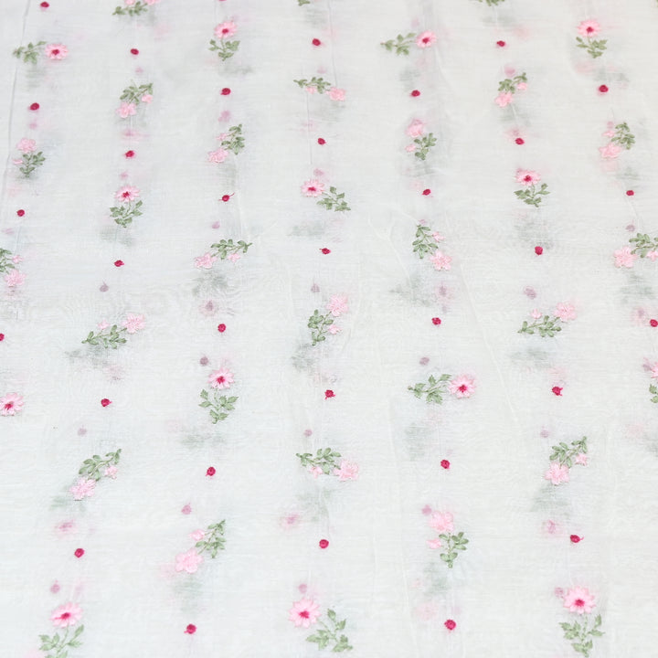 Dyeable Mul Chanderi Thread Embroidery Fabric – Soft Summer Designer Fabric-MF8209-3