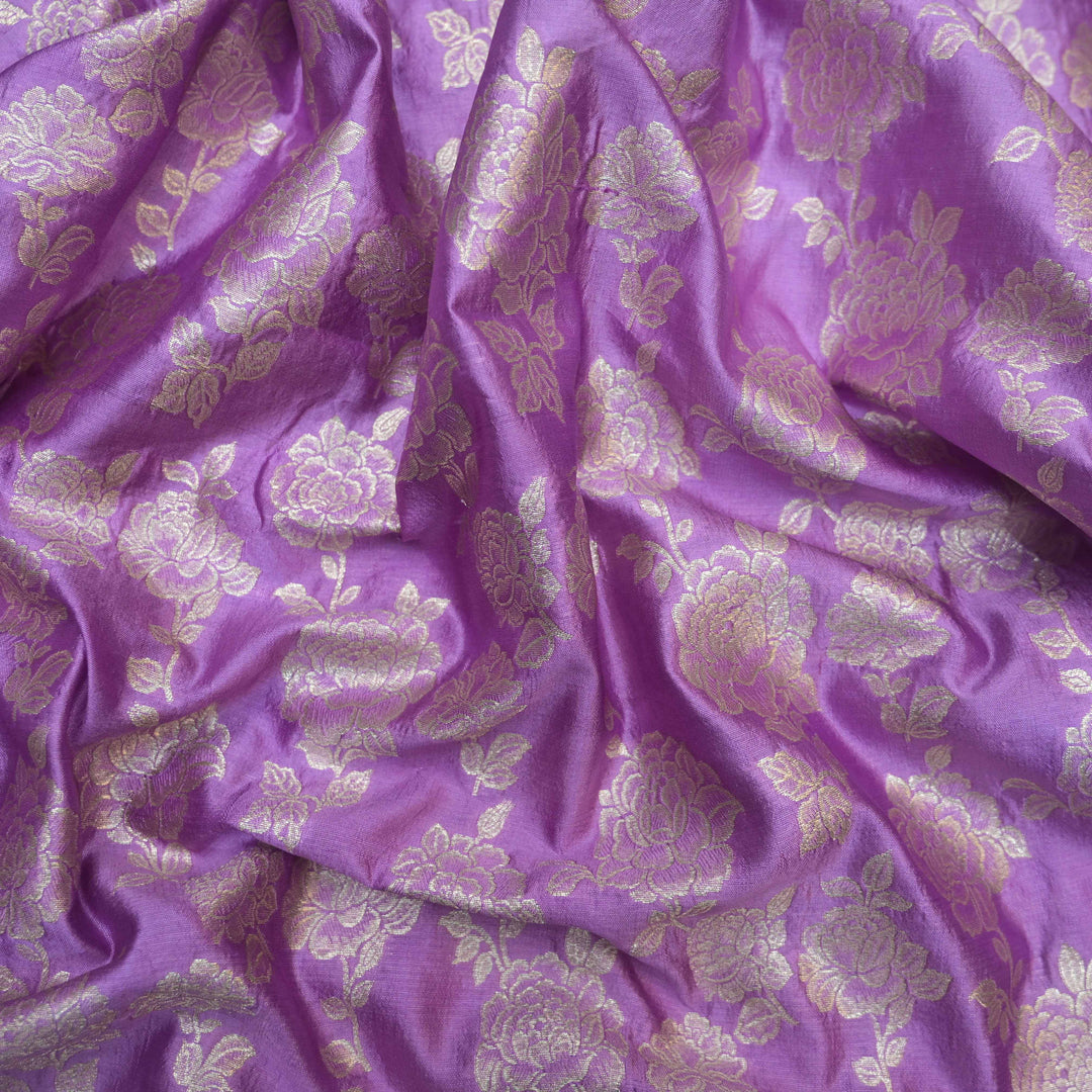 lilac Pure mango Zari Silk Brocade fabric. | 165-192PL