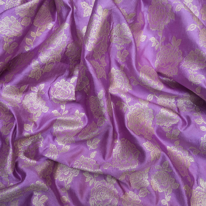 lilac Pure mango Zari Silk Brocade fabric. | 165-192PL