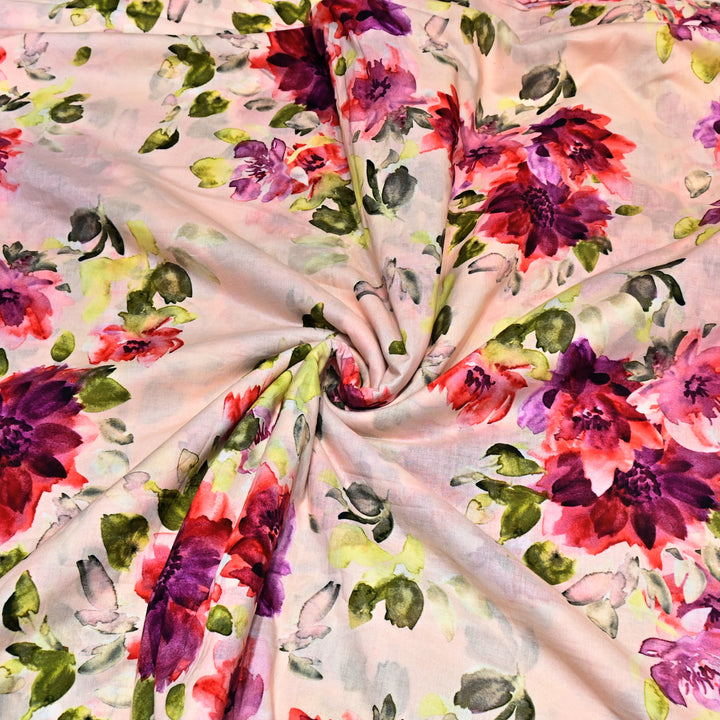 Designer Floral Cotton Digital Print Fabric-Soft Breathable Designer Cotton Fabric SNT165-10