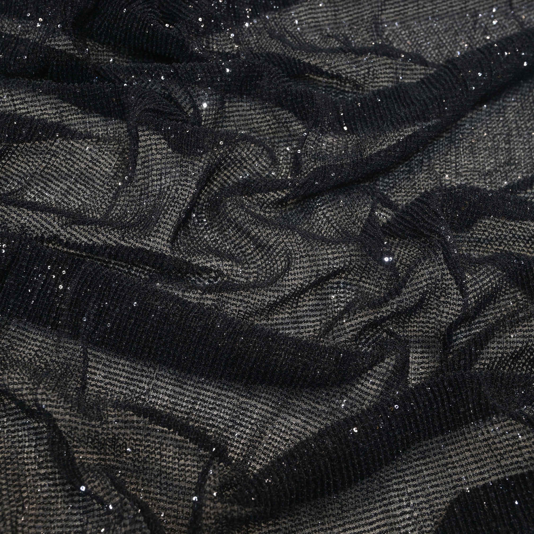 Black Dubai Imported Net Fabric with Sequins Embroidery