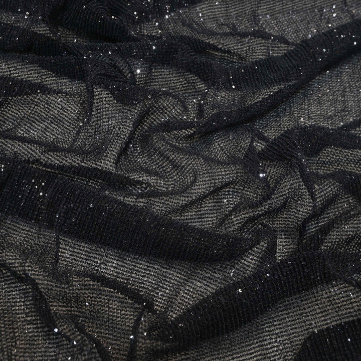 Black Dubai Imported Net Fabric with Sequins Embroidery