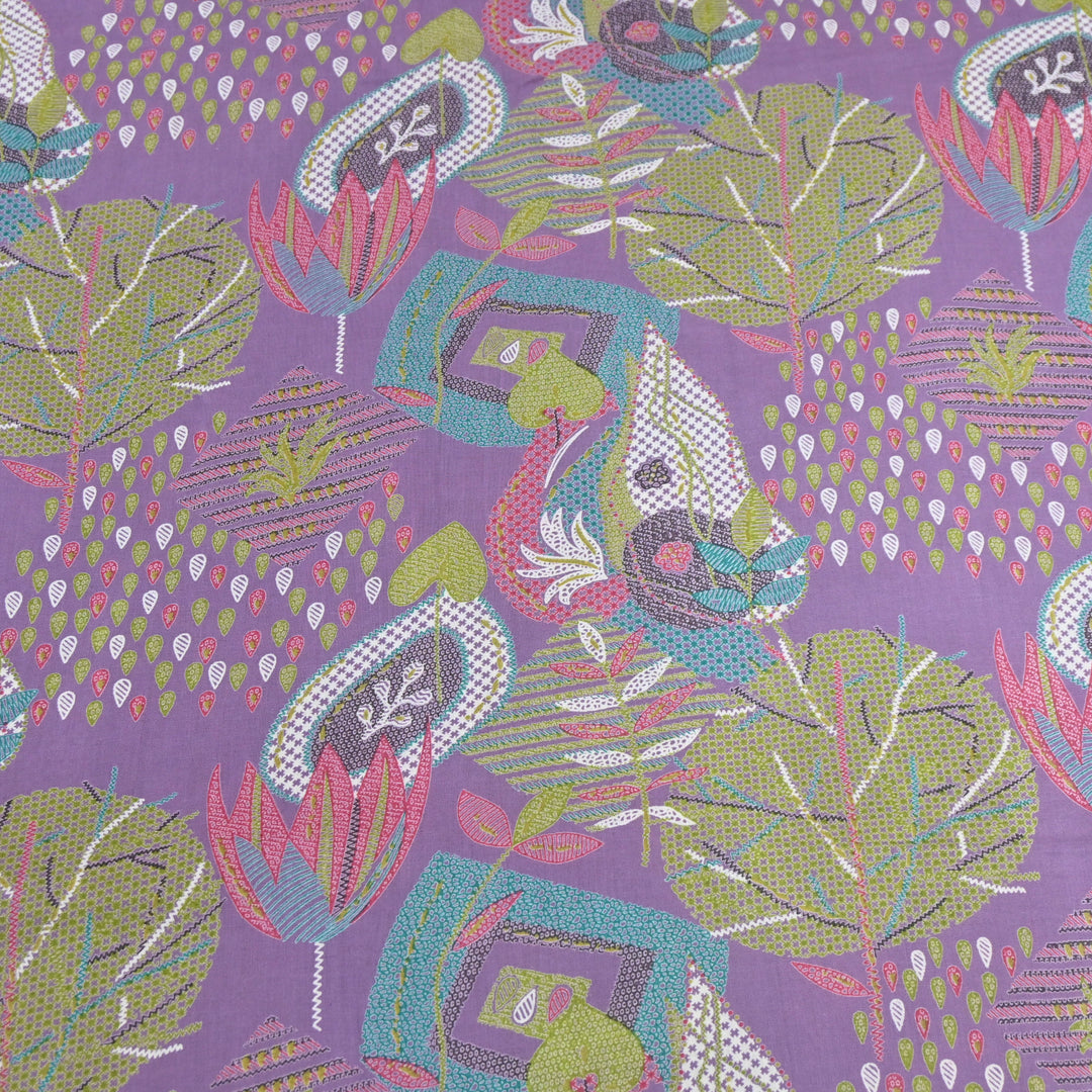Violet Garden Cotton Printed Fabric