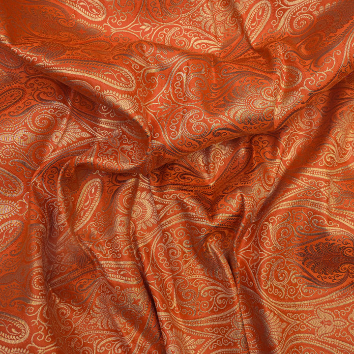 Burnt Orange Brocade with Metallic Gold.| 100-23-112