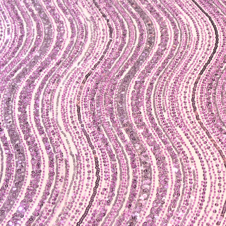 Reddish Magenta Color Luxury Imported Heavy Cut Dana & Sequins Embroidered Net Designer Fabric ED1533-1B
