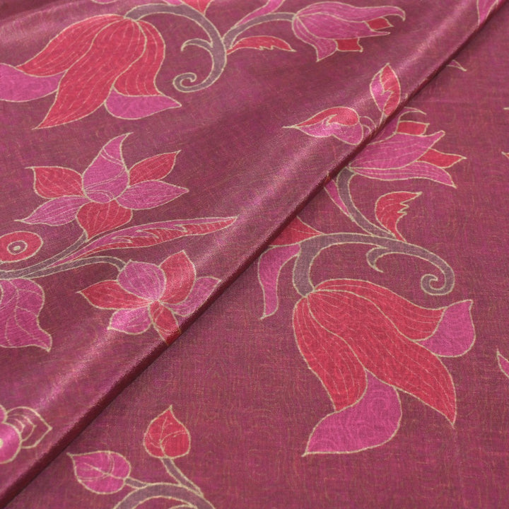 Tulip Pink Colour Viscose Crape Digital Print Fabrics