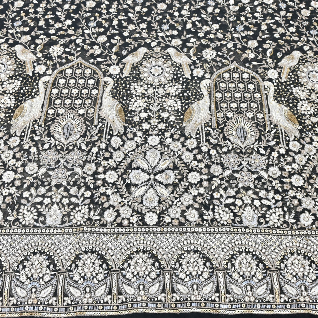 Dyed Viscose Georgette Zari Sequins Embroidery Fabrics