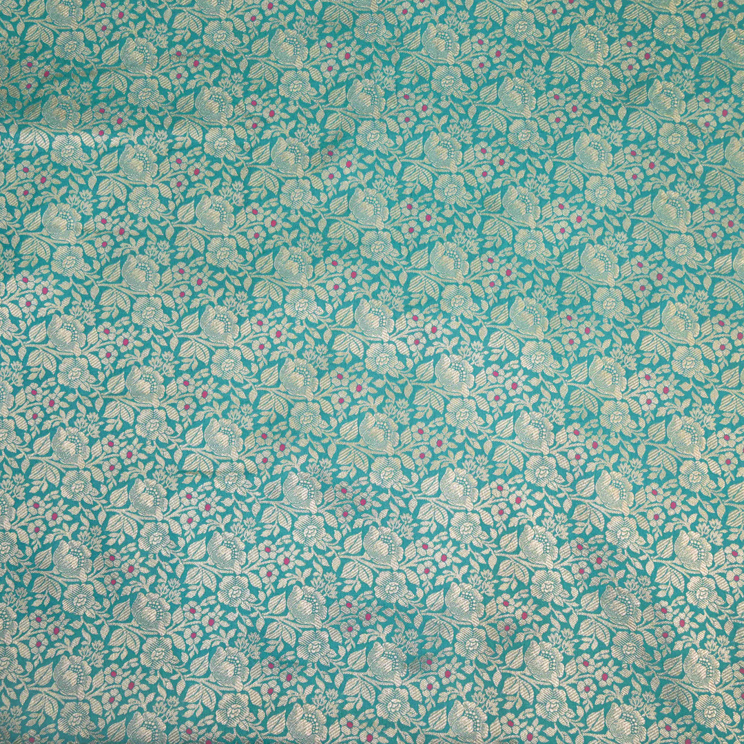 Teal Green Silk Meena Zari Brocade | B-22-185