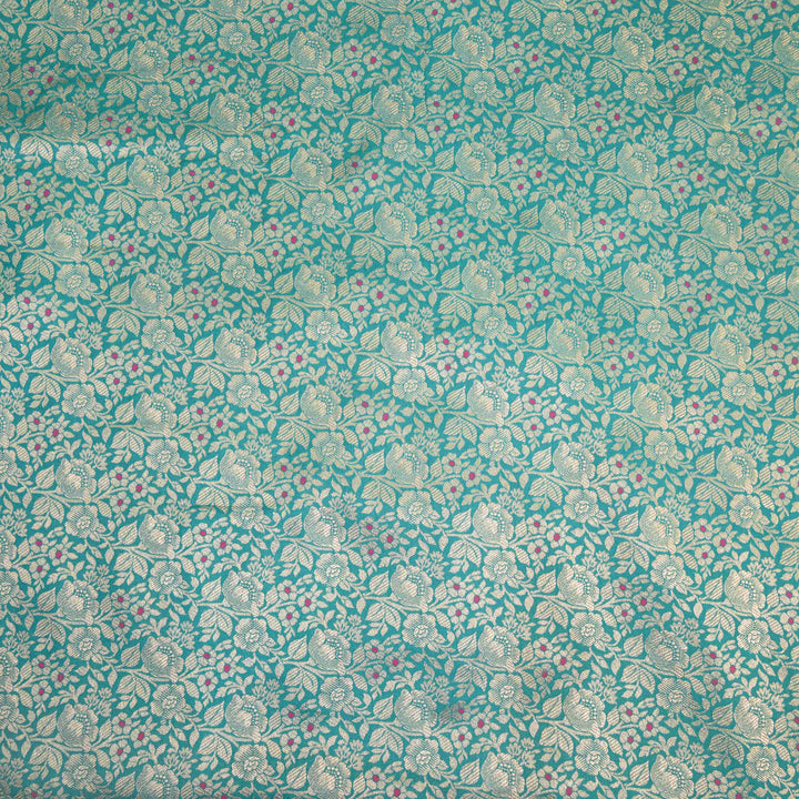 Teal Green Silk Meena Zari Brocade | B-22-185