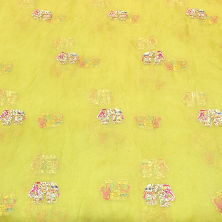 Dyed Silk Organza Moti With Zari Embroidery Fabrics