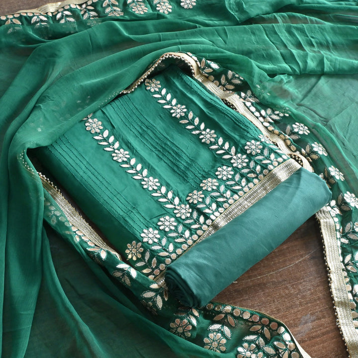 Upada Silk Gota Patti Work Unstitched Suits