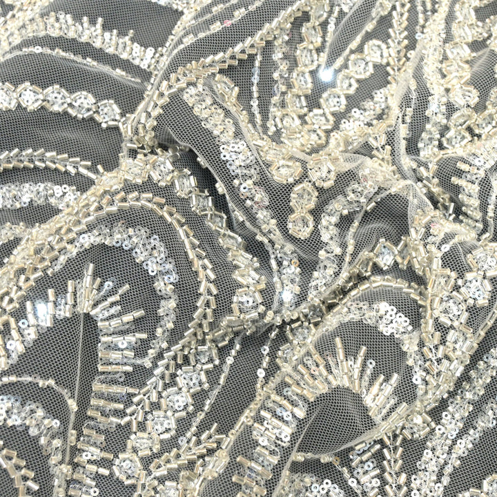 Imported Net Cutdana With Sequins Handwork Embroidery Fabrics