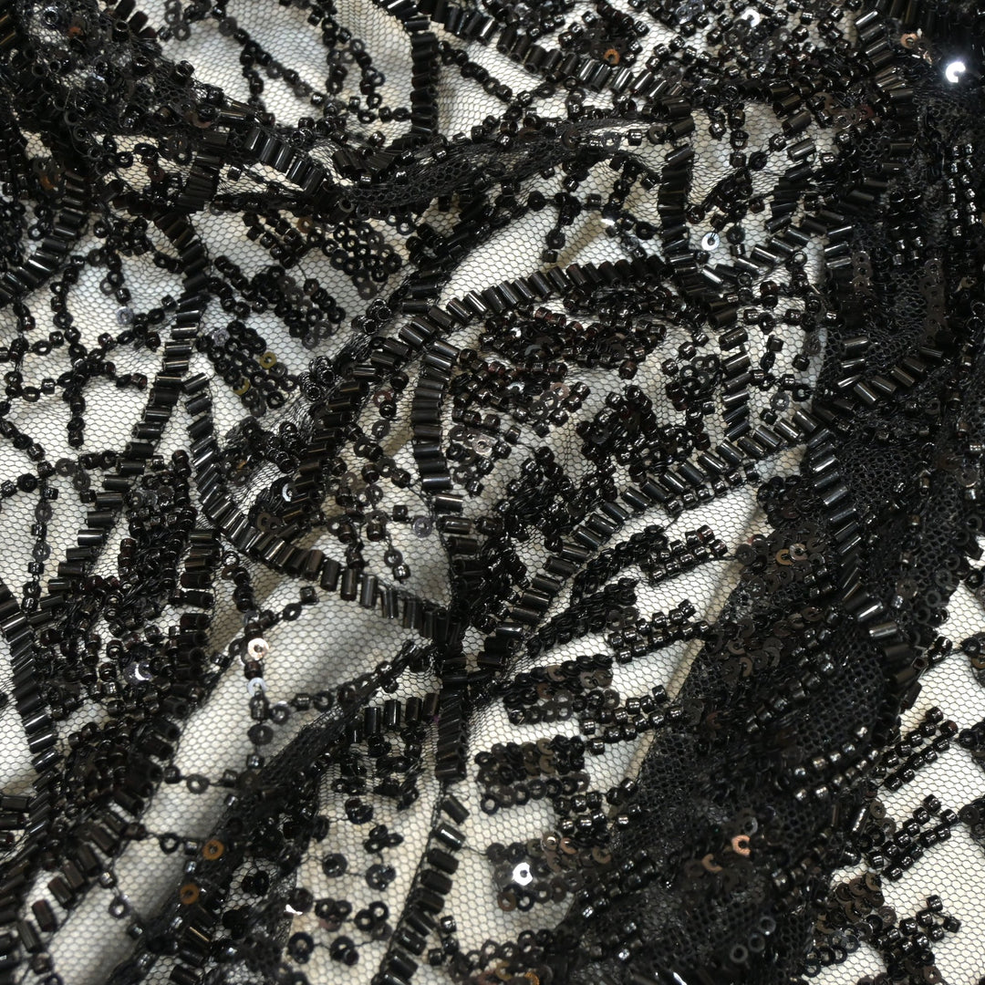 Imported Net Cutdana With Sequins Handwork Embroidery Fabrics