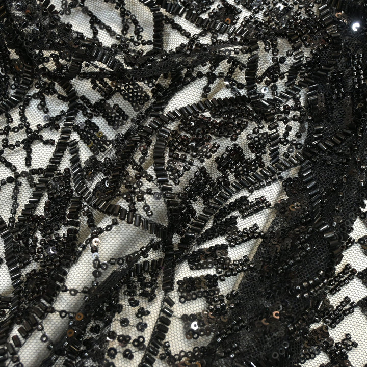 Imported Net Cutdana With Sequins Handwork Embroidery Fabrics