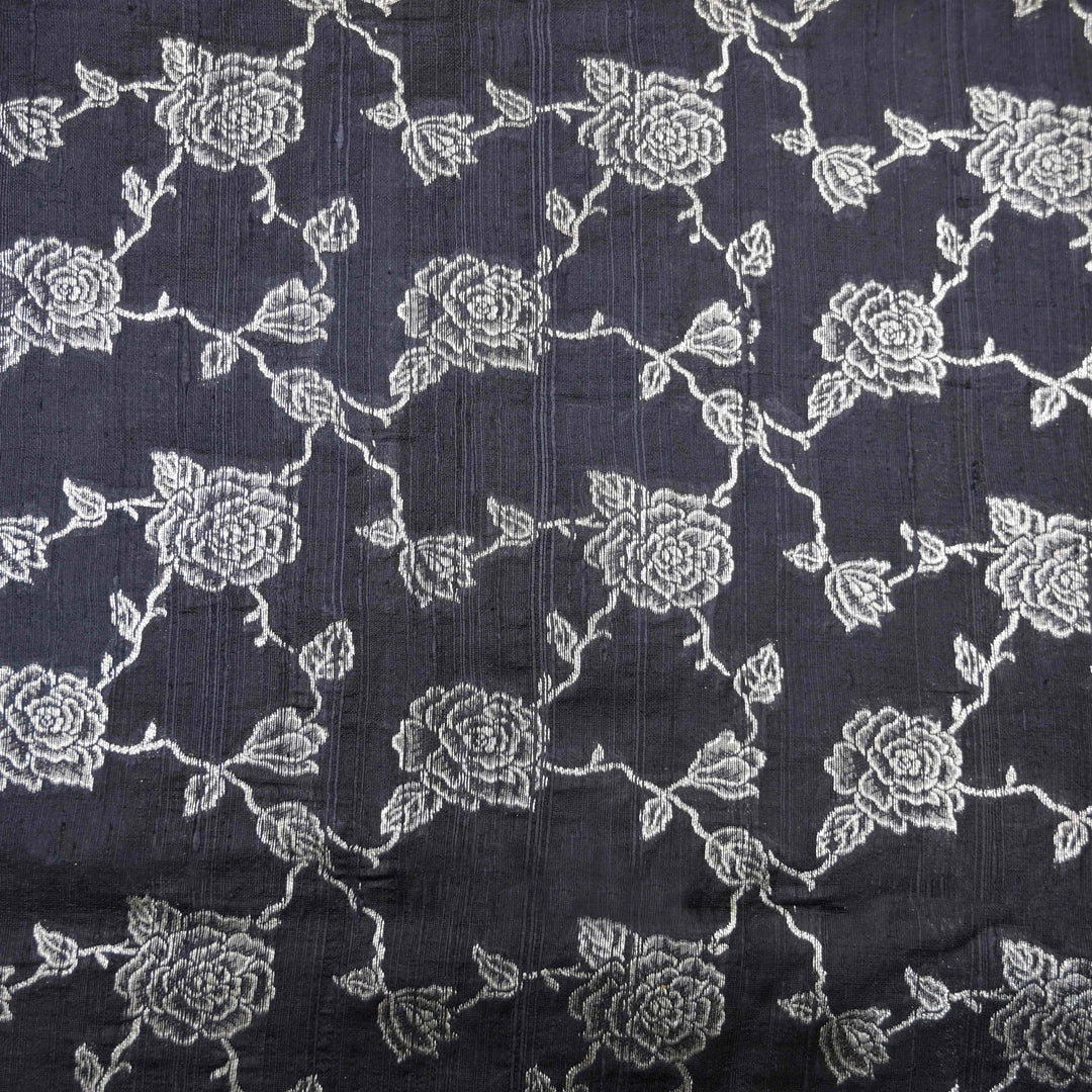 Black Pure row silk Zari Brocade fabric.| 165-192