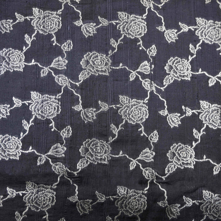 Black Pure row silk Zari Brocade fabric.| 165-192