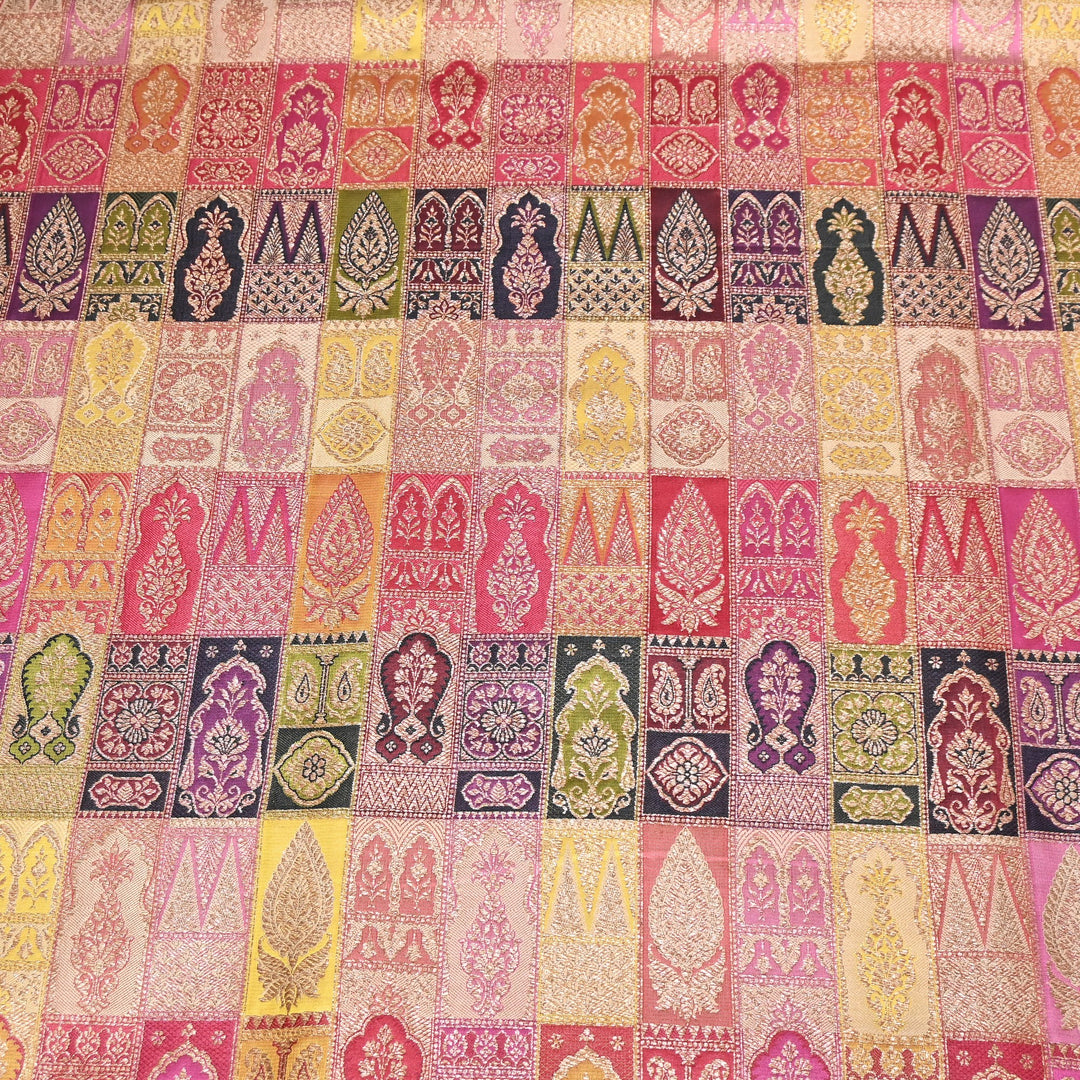 Multi Rangoli Brocade Fabric – Premium Zari Woven Designer Brocade Fabric 001006-A24