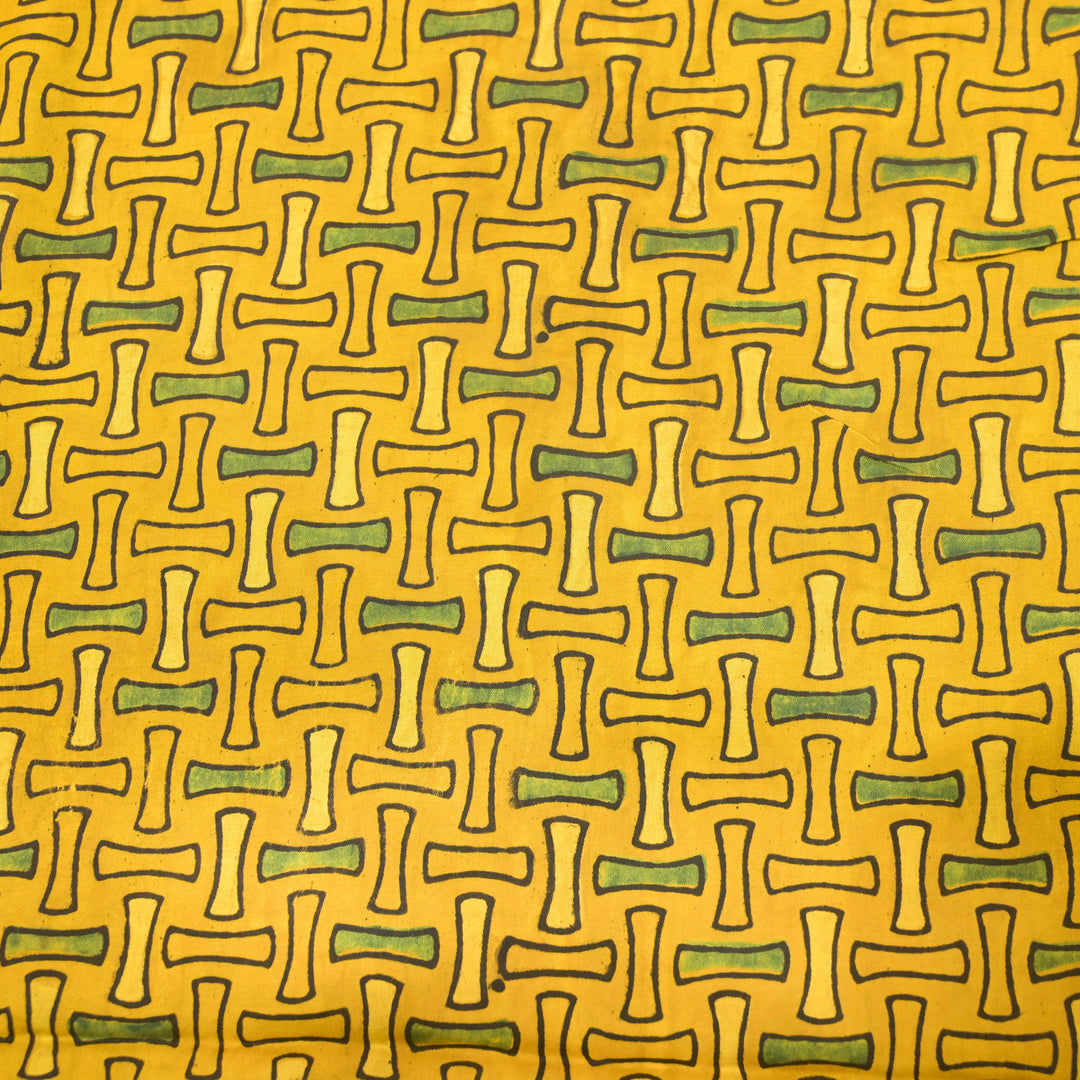 Yellow Modal Satin Fabric in Abstract Digital Print