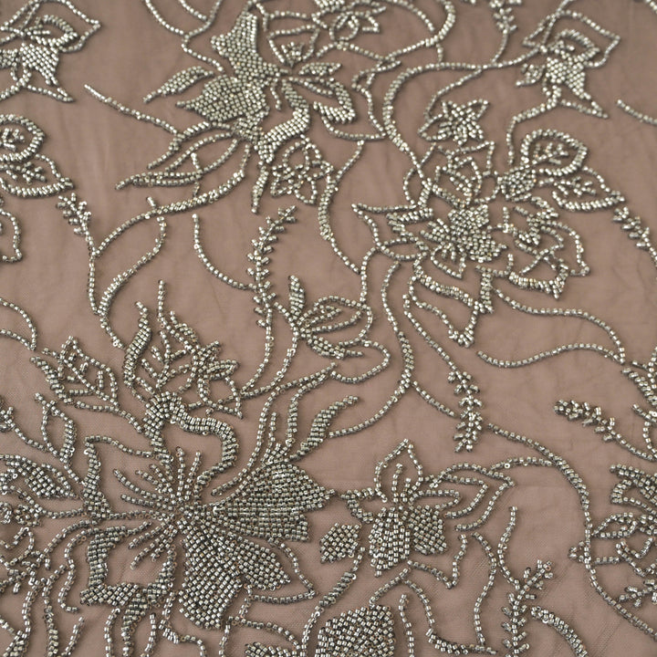 Grey Imported Net Fabric with allover Sequins & Cutdana Embroidery