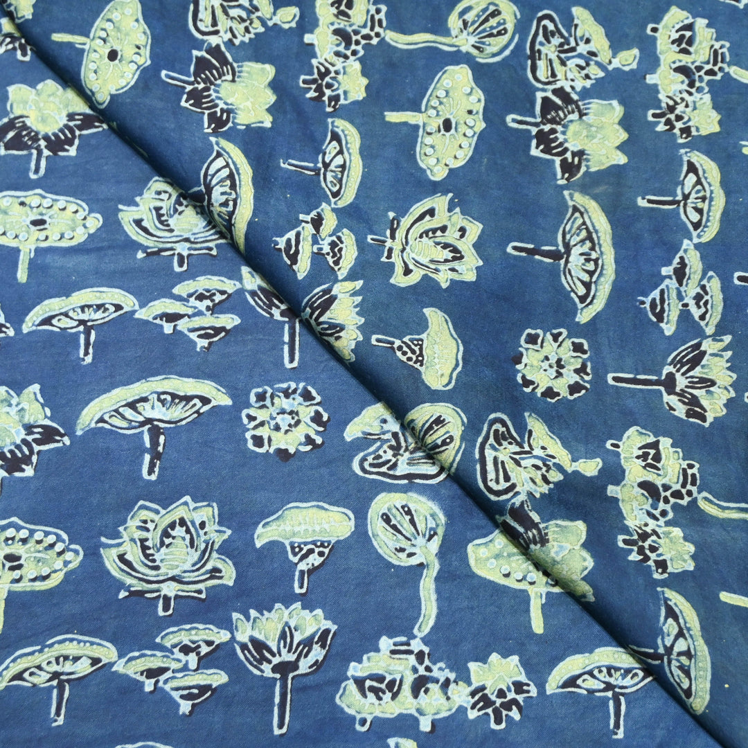 Deep Indigo  Modal Satin Fabric in Digital Print.