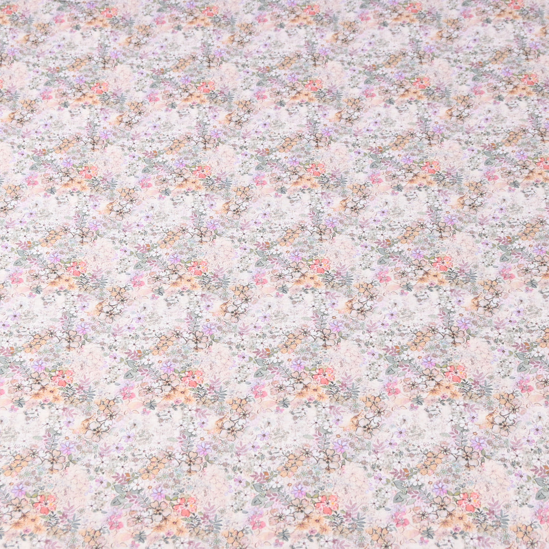 Rosy White Italian Lawn Print Fabric