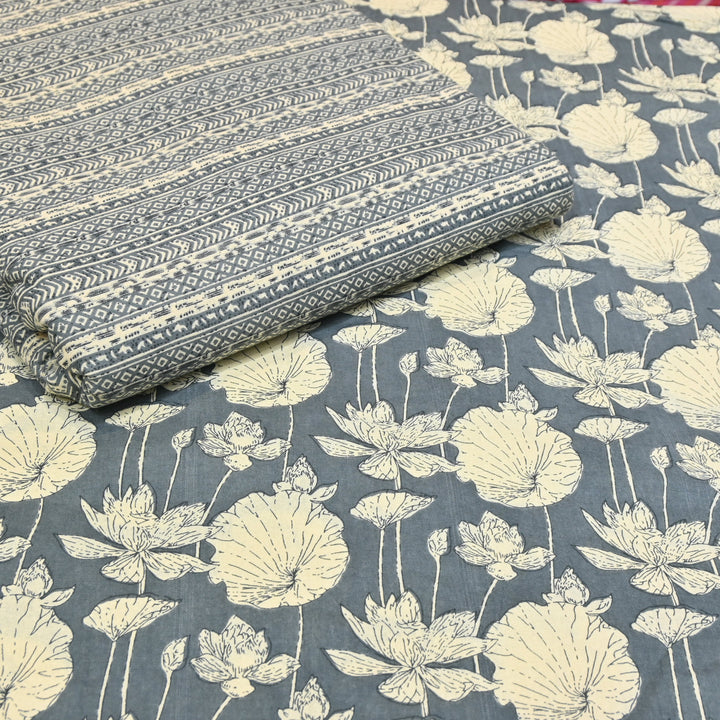 Midnight Blue Cotton Linen Print