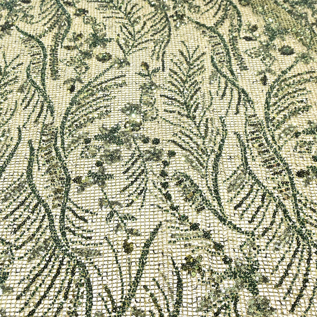 Beautiful Imported Net Cut Dana & Sequins Embroidery Designer Fabric EC1533-2B
