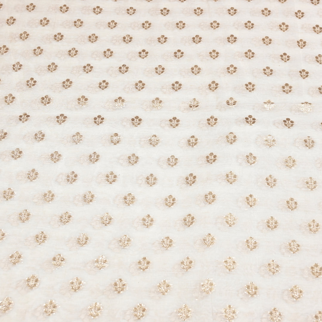 Banarasi Chanderi Gold Mat Zari Fabric – Premium Designer Ethnic Wear Fabric 000313-2