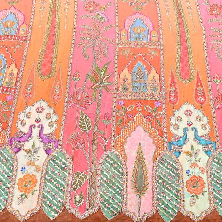Premium Viscose Georgette Position Print Fabric With Zari Sequence Embroidery - Designer Ethnic Fabric-00P300-2